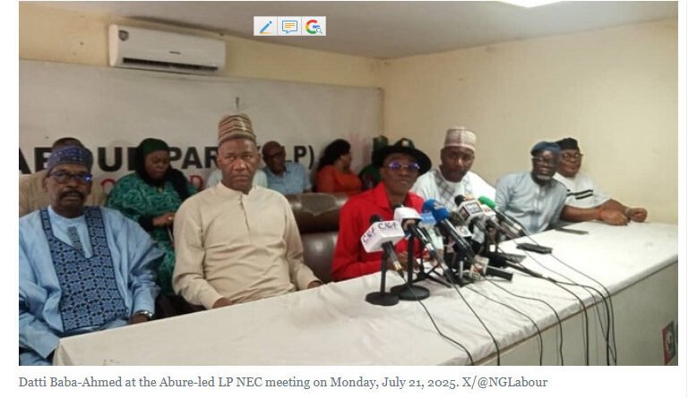 Datti Baba-Ahmed Attends Abure-Led LP NEC Meeting to Reconcile Angry Members